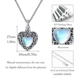 Heart Moonstone Urn Necklace for Ashes - 925 Silver Cremation Jewelry