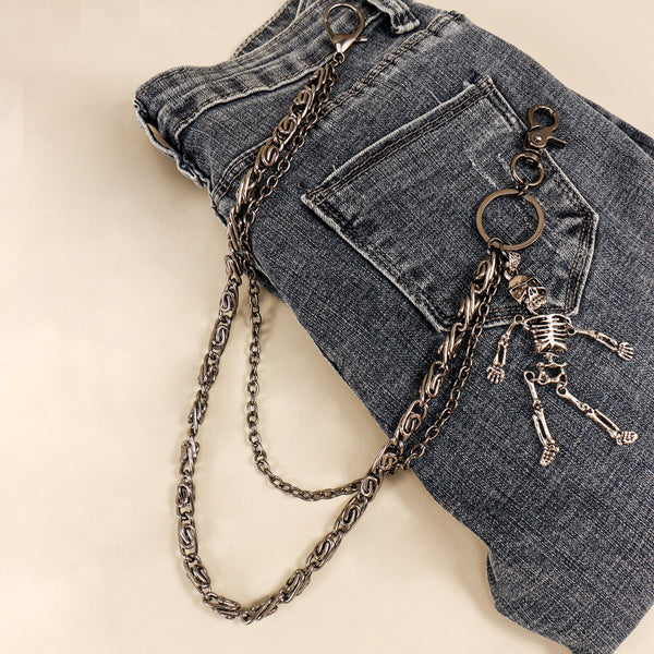 Unisex Skeleton Pendant Waist Side Chain for Pants Jeans Waist Ornaments