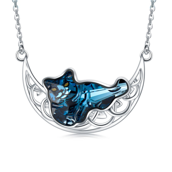 Cat and Celtic Moon Necklace