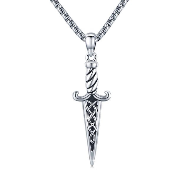 Celtic DoubleEdged Dagger Pendant - Silver Irish Necklace