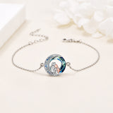 Sterling Silver Girls Dog Adjustabl Bracelet Jewelry Gift with Crystal