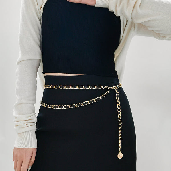 Women's Haute Couture Dress Metal Chain Waist Belt