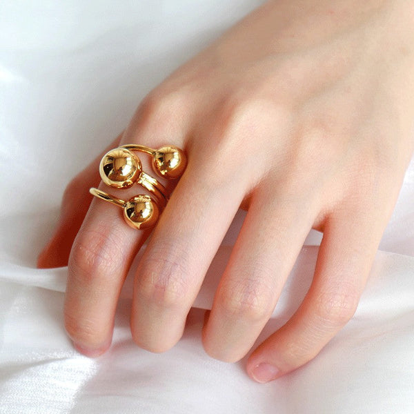 Fashion Creative Golden Ball Interstellar Orbit Ring Obsesie