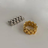 Stainless Steel Gold Plated Thick Chain Ring