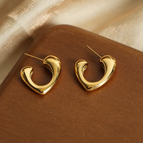 Stainless Steel Heart-Shaped Earrings