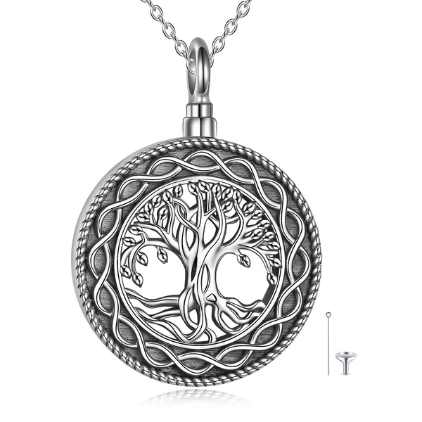 Sterling Silver Tree of Life Pendant Urn Necklace for Ashes