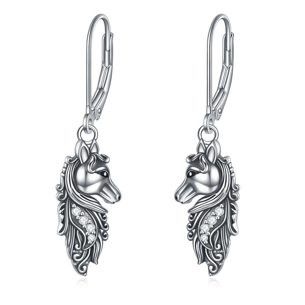 Sterling Silver Horse Dangle Drop Leverback Earrings Jewelry Gifts