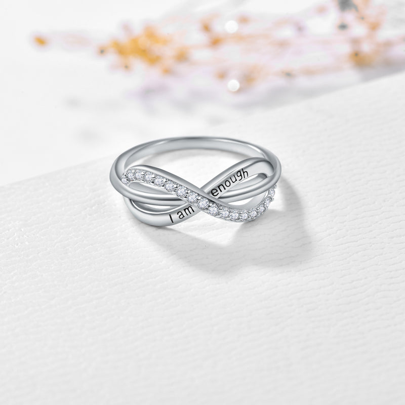 I Am Enough Forever Love Infinity Ring - 925 Sterling Silver