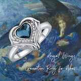 Angel Wing Heart Cremation Urn Ring for Ashes 