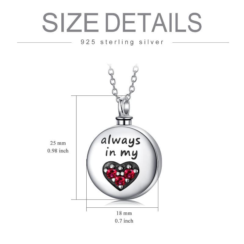 Engraved Heart Cremation Necklace in Sterling Silver