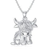 Highland Cow Necklace Anklet for Women 925 Sterling Silver Cow Crystal Necklace