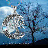 Celtic Knot Moon Tree of Life Necklace in Sterling Silver
