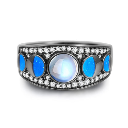 Fashion Moonstone Zircon Gems Black Band Ring - Elevate Your Style