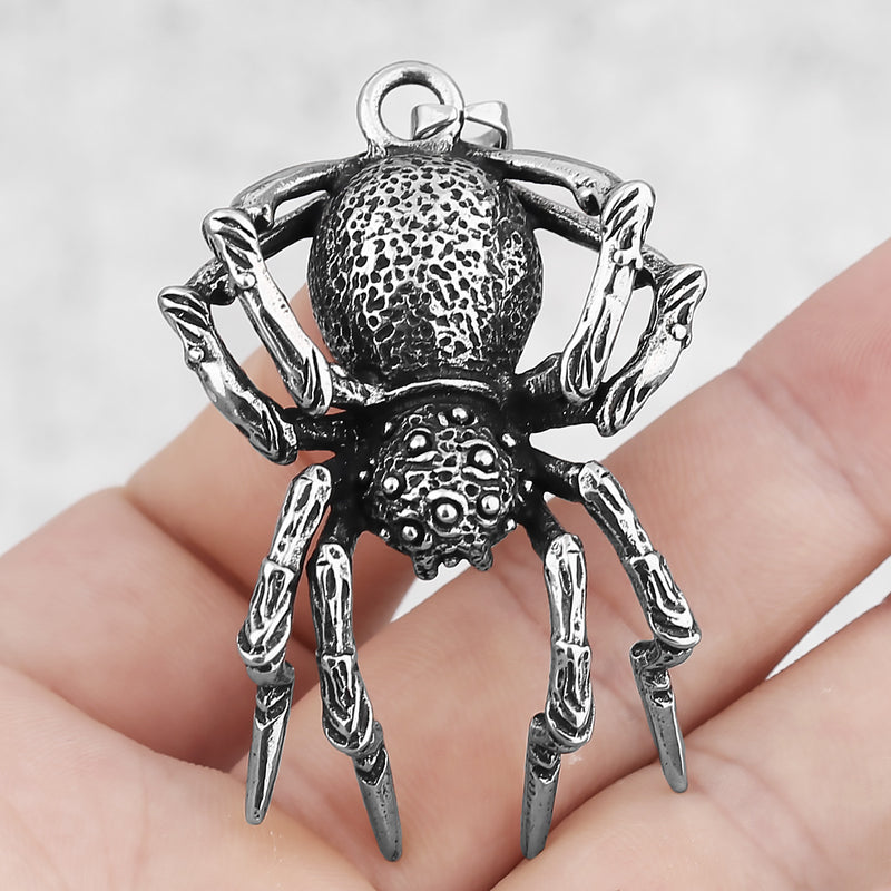 Unlock Dark Elegance: Titanium Steel Gothic Spider Pendant Necklace