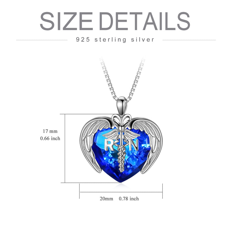 Nurse Gifts 925 Sterling Silver Caduceus Nurse Heart Necklace for Registered Nurse
