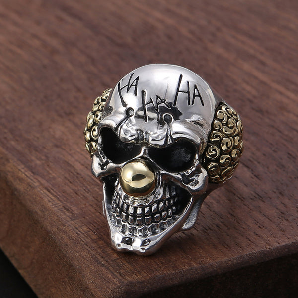 Real 925 Silver Joker Skull Ring - Gothic Style