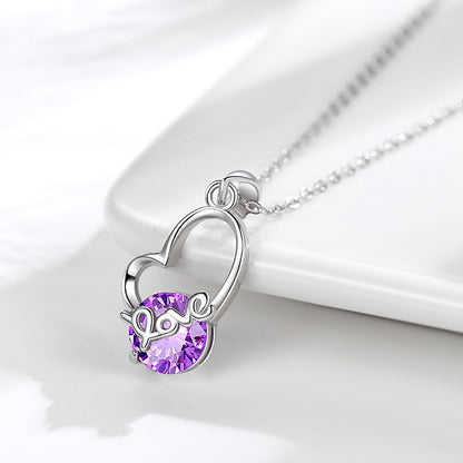 Sterling Silver Love Heart Pendant Necklace | Sparkling Zircon Charm