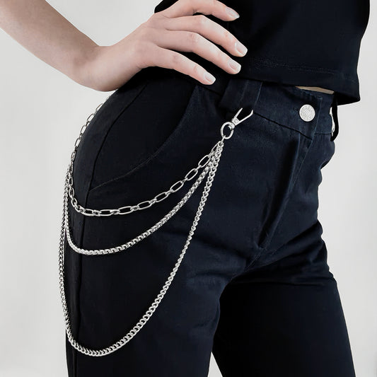 3-Layer Silver Personality Waist Jeans Chain - Elevate Your Style 