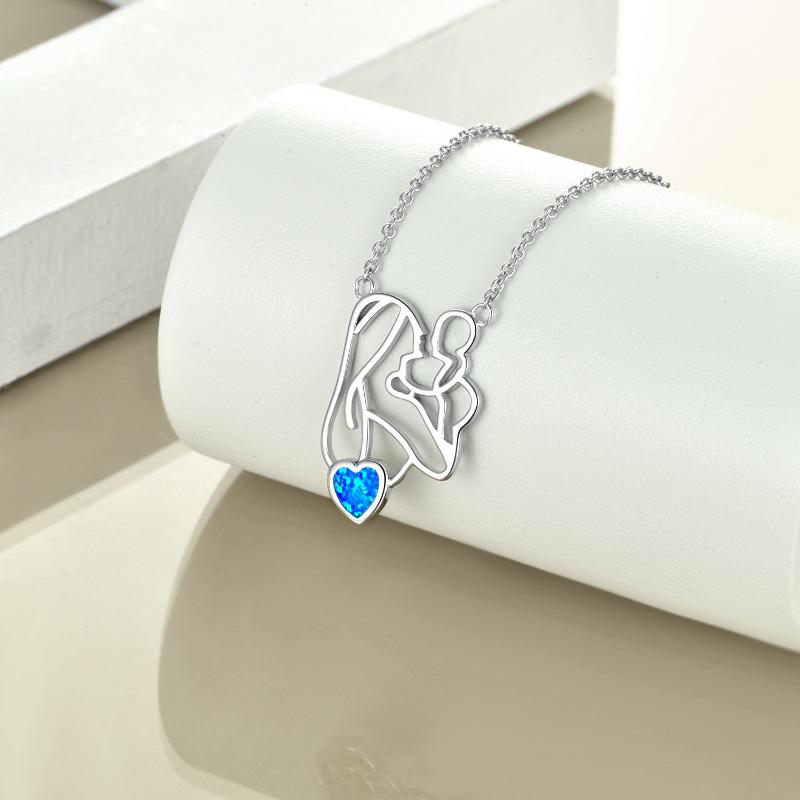 Mother Daughter Necklace 925 Sterling Silver Opal Mother Gifts