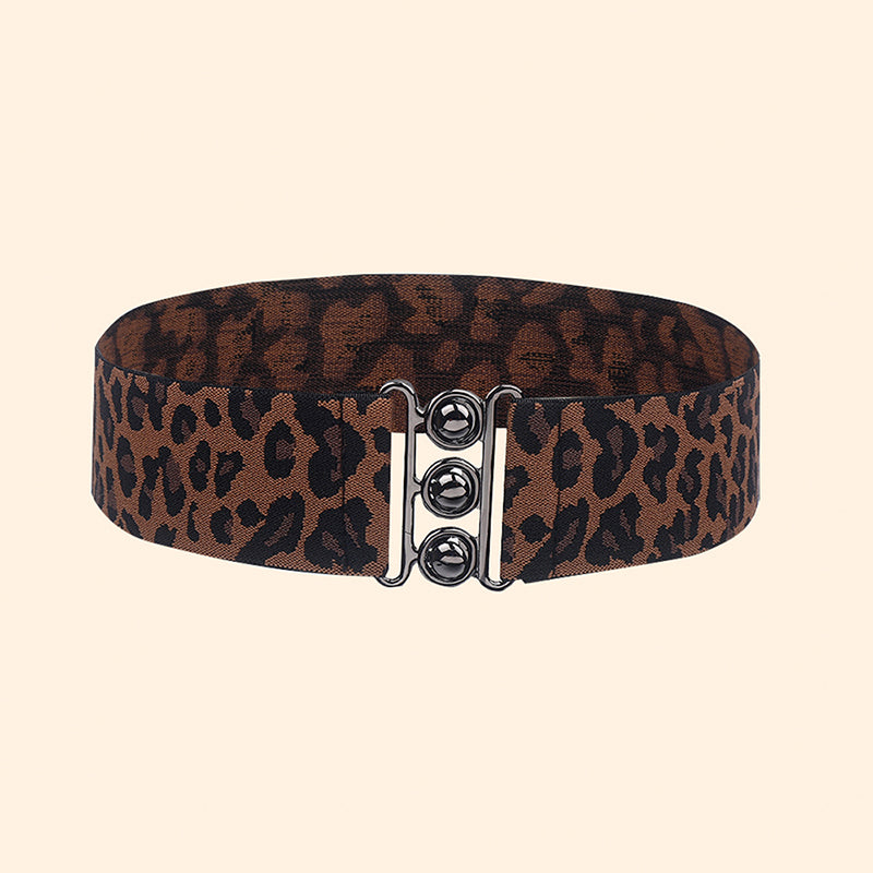 Wildly Stylish Women's Leopard Print Elastic Metal Belt