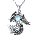 Moonstone Phoenix Necklace 925 Sterling Silver as Gifts for Women and Men