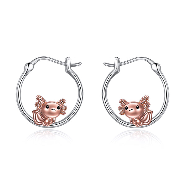 Axolotl Hoop Earrings for Women 925 Sterling Silver Axolotl Jewelry