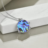 Sterling Silver Universe Planet Sun Moutain Pendant Necklace Abalone Shell Cubic Zirconia Jewelry