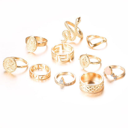 10 PCS Bohemian Snake Elephant Fashion Rings Set Obsesie