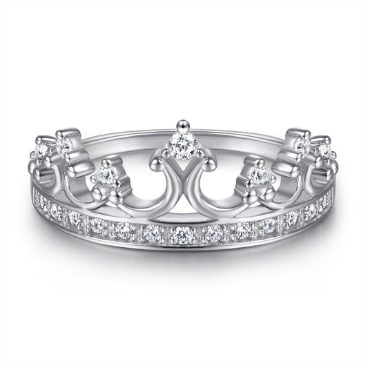 S925 Sterling Silver Princess Crown Ring for Women's