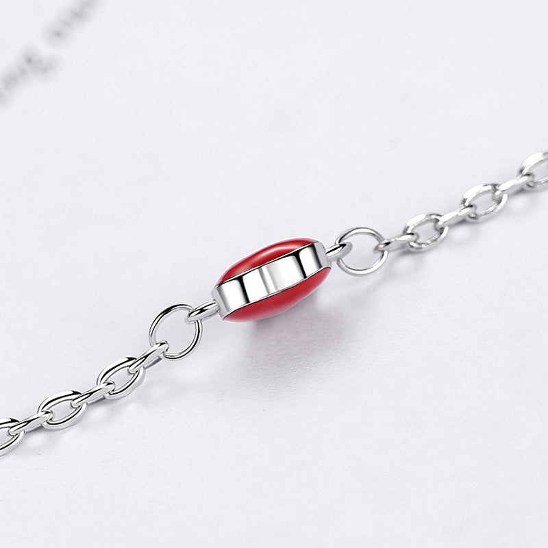 Elegant Red Heart Charm Choker Necklace - 925 Sterling Silver