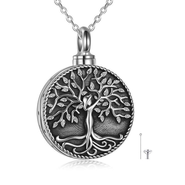 Sterling Silver Tree of Life Urn Necklace for Ashes Cremation Jewelry