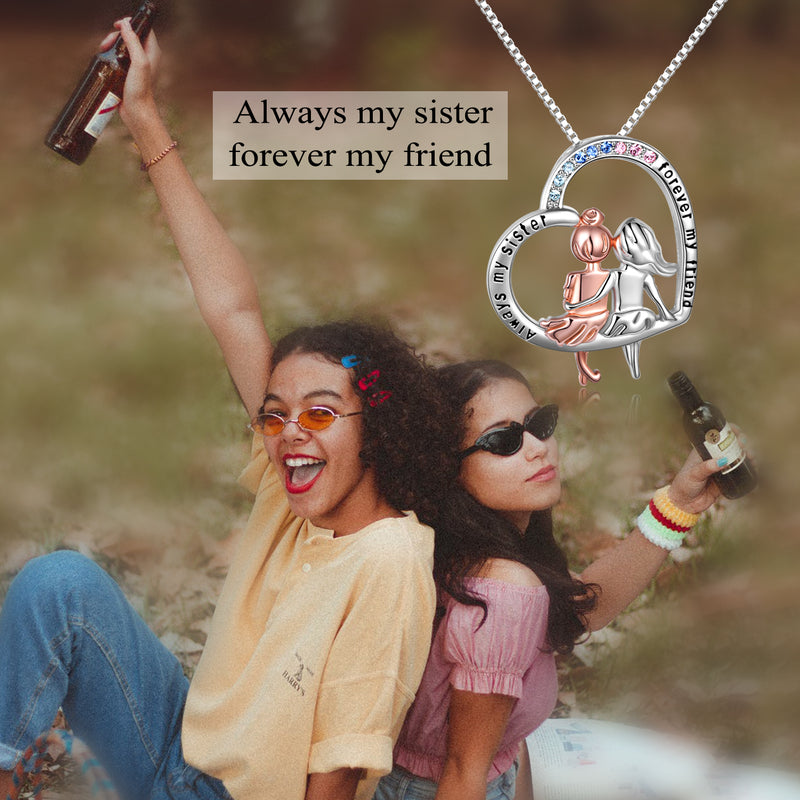Sister Necklace Sterling Silver Always My Sister Forever My Friend Sisters Birthday Gifts
