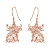 Highland Cow Earrings for Women 925 Sterling Silver Cow Dangle Drop Earrings