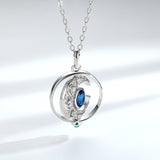 S925 Silver Moon Rotating Necklace with Natural Sapphire