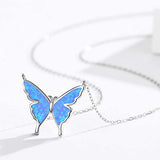 925 Sterling Silver Opal Butterfly Necklace