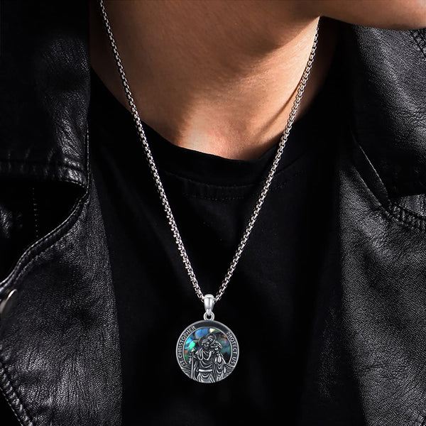 Round Medal St Christopher Necklace