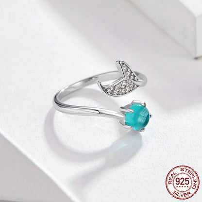 925 Sterling Silver Tears of Mermaid Ring