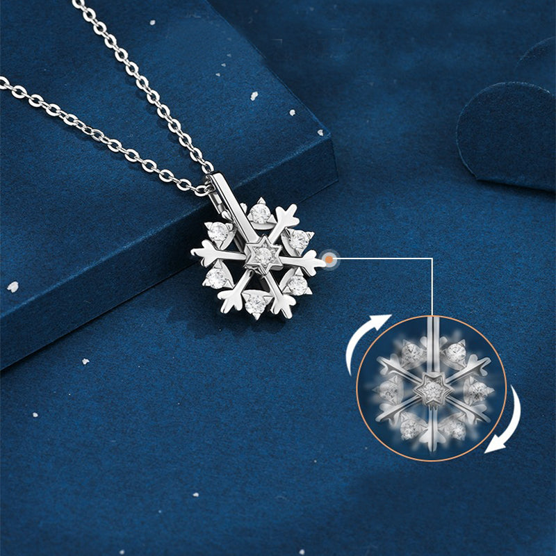 Rotatable Snowflake Necklace - Sterling Silver S925