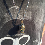 Punk Skull Green Eyes Necklace
