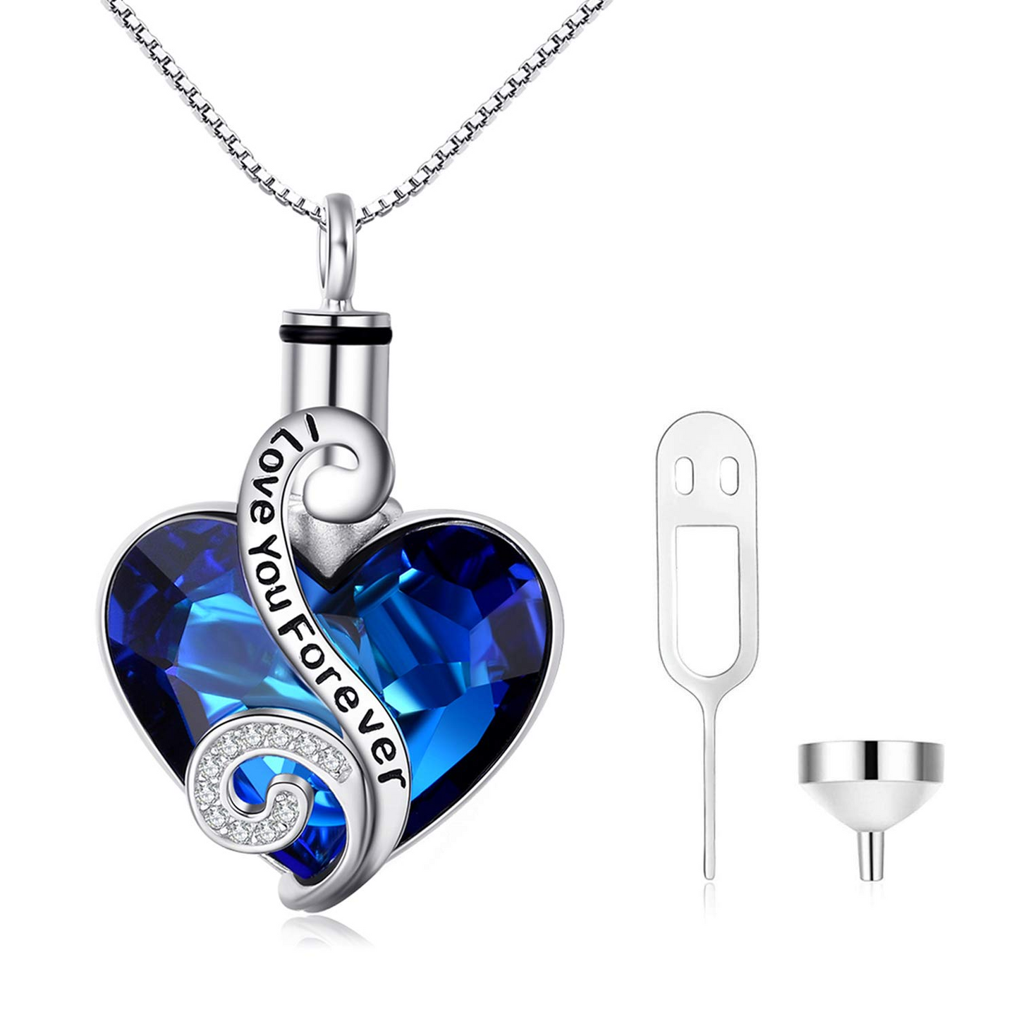 I Love You Forever Crystal Heart Urn Necklace for Ashes