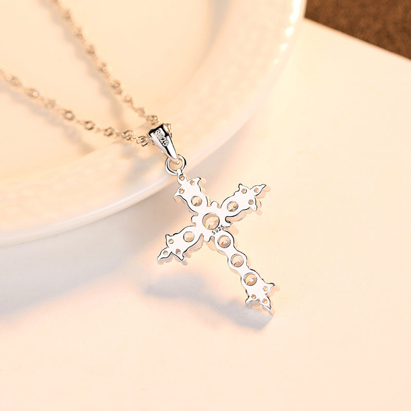 Elevate Your Faith with our Sterling Silver Moissanite Cross Necklace 