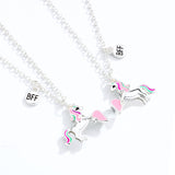 2Pcs Set Magnetic Best Friends Forever Unicorn Necklace 