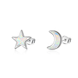 Star Moon Earrings 925 Sterling Silver Celestial Asymmetrical Earrings