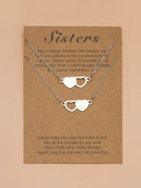 3-pcs Long Distance Friendship Card Necklaces Heart-shaped Clavicle Chain for Sisters Obsesie
