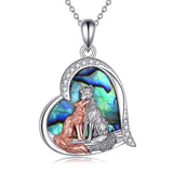 Kitsune Fox Heart Pendant Necklace