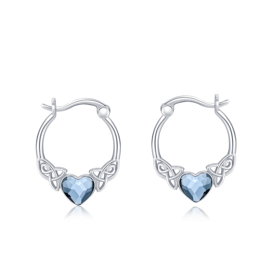 Austrian Crystal Irish Celtic Love Heart Hoop Earrings