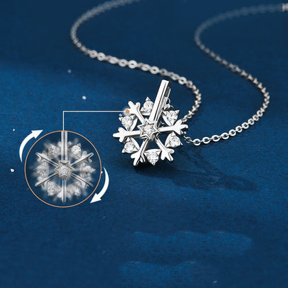 Rotatable Snowflake Necklace - Sterling Silver S925