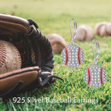 Sterling Silver Baseball Earrings Leverback Dangle Drop Earrings Sports Jewelry