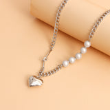 Punk Stainless Steel Heart Pendant Necklace for Women