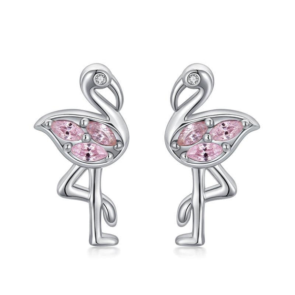 Pink Flamingo CZ Stud Earrings